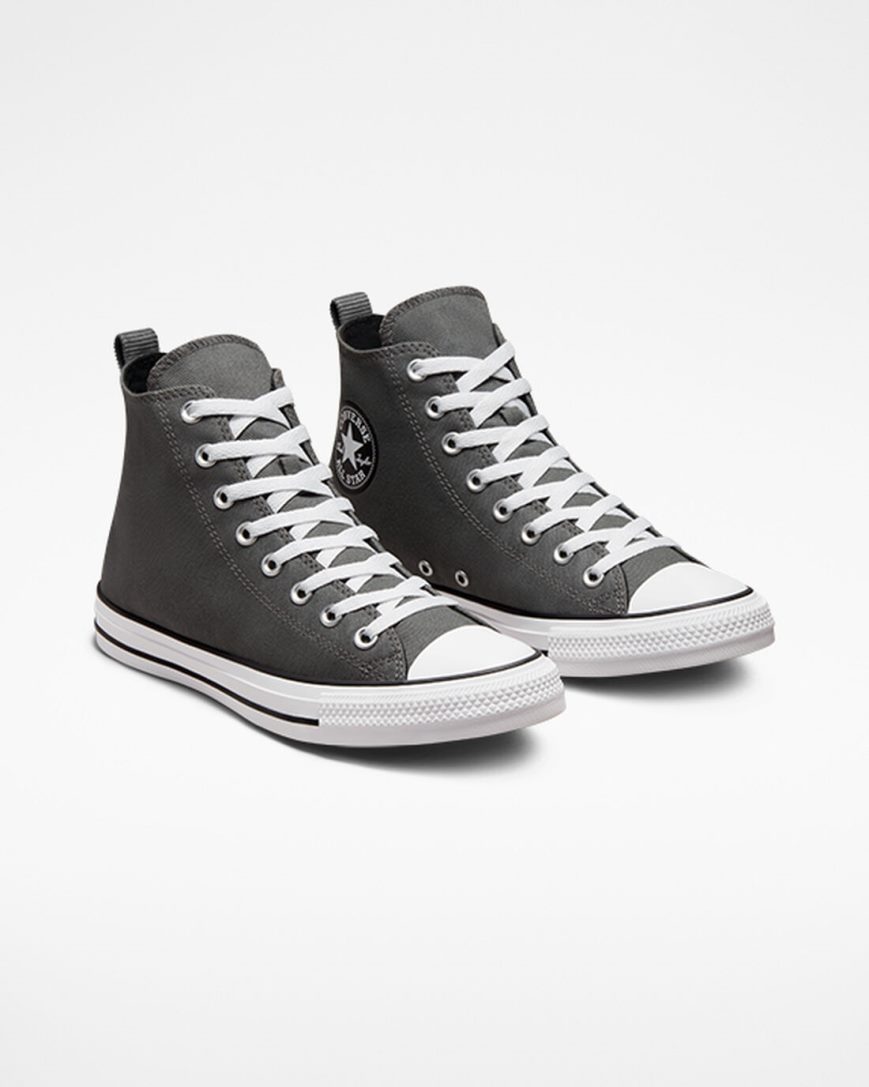 Pánské Boty Vysoké Converse Chuck Taylor All Star Woven Twill Šedé Černé | CZ GPYI24